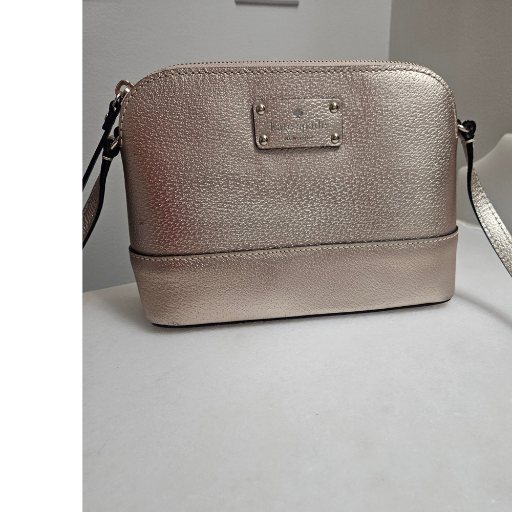 Kate Spade New York Rose Gold Metallic Leather Dome Crossbody Bag
